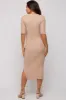 Beige Ribbed Knit Maternity Midi Dress sold by Pinkblush