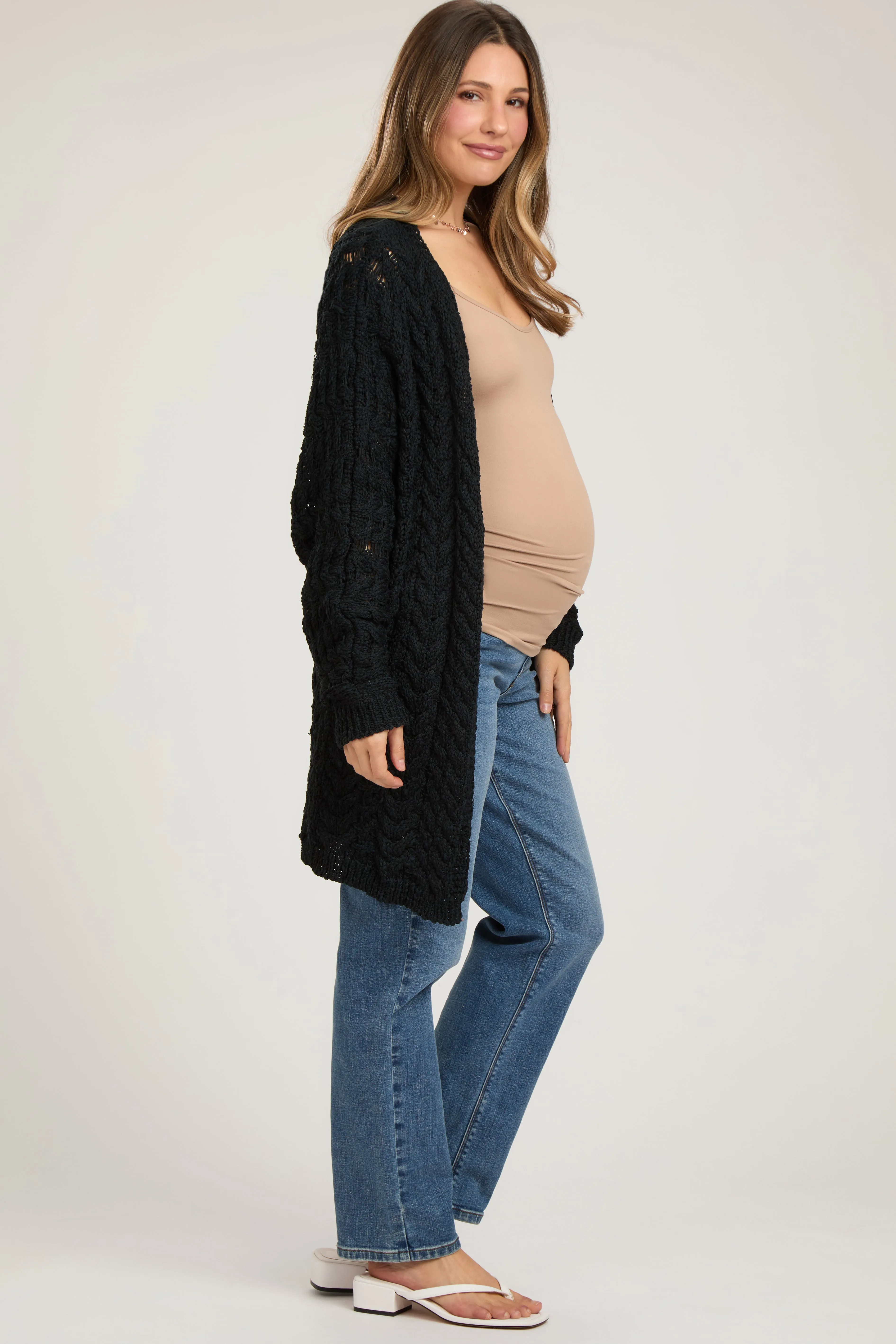Black Knit Maternity Cardigan sold by Pinkblush product image thumbnail 2