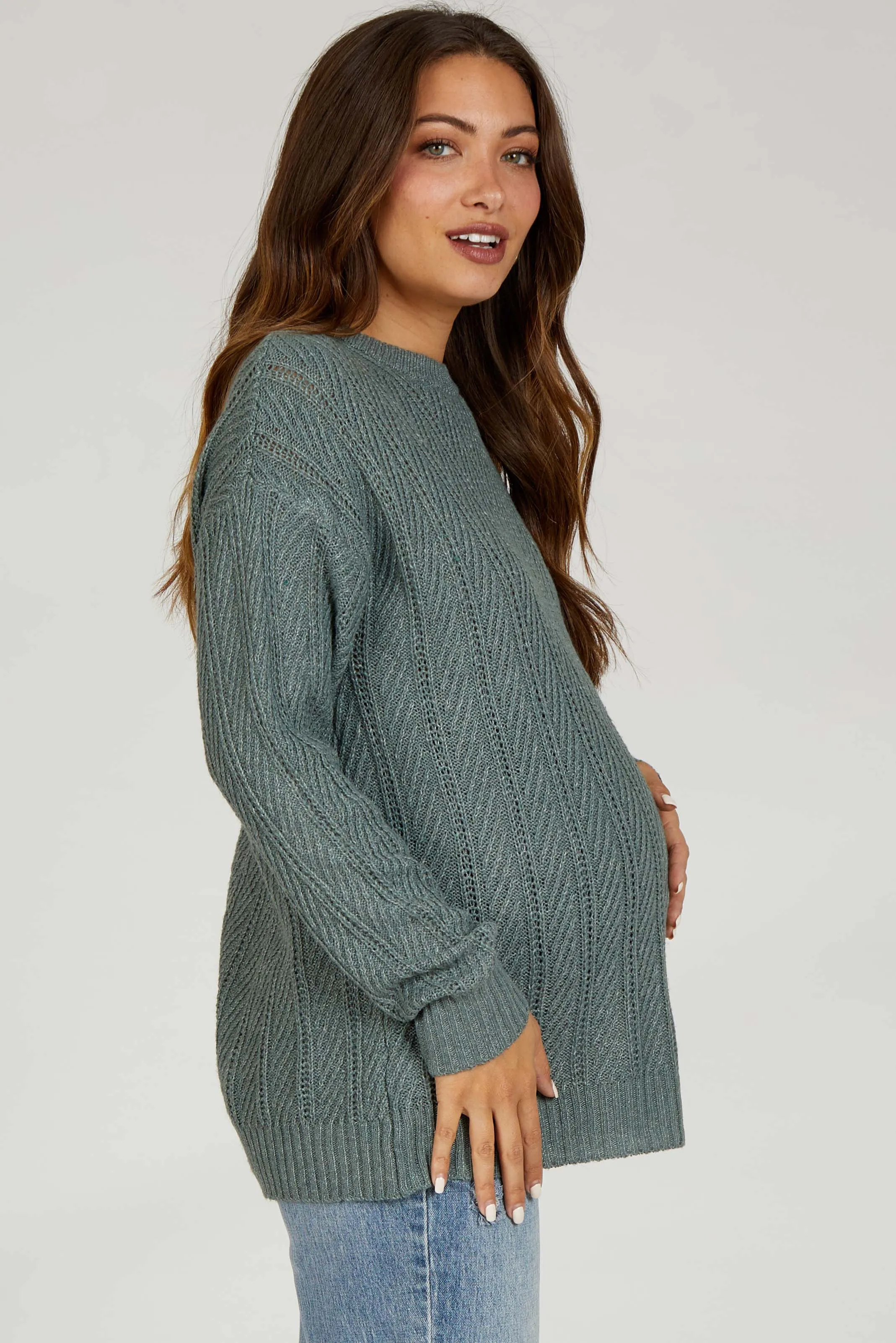 Olive Pattern Knit Maternity Sweater sold by Pinkblush product image thumbnail 2