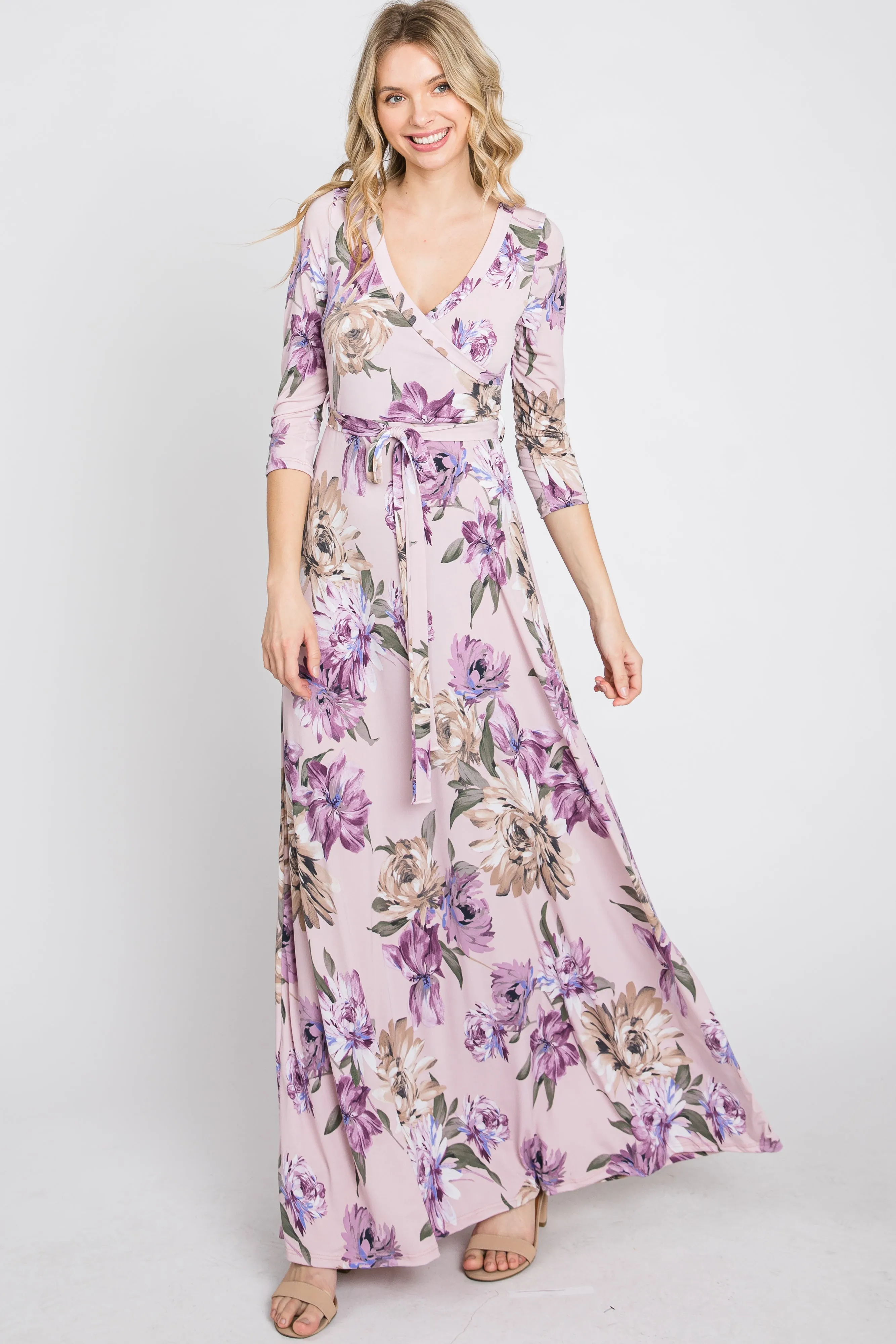 Lavender Floral Wrap Maxi Dress sold by Pinkblush
