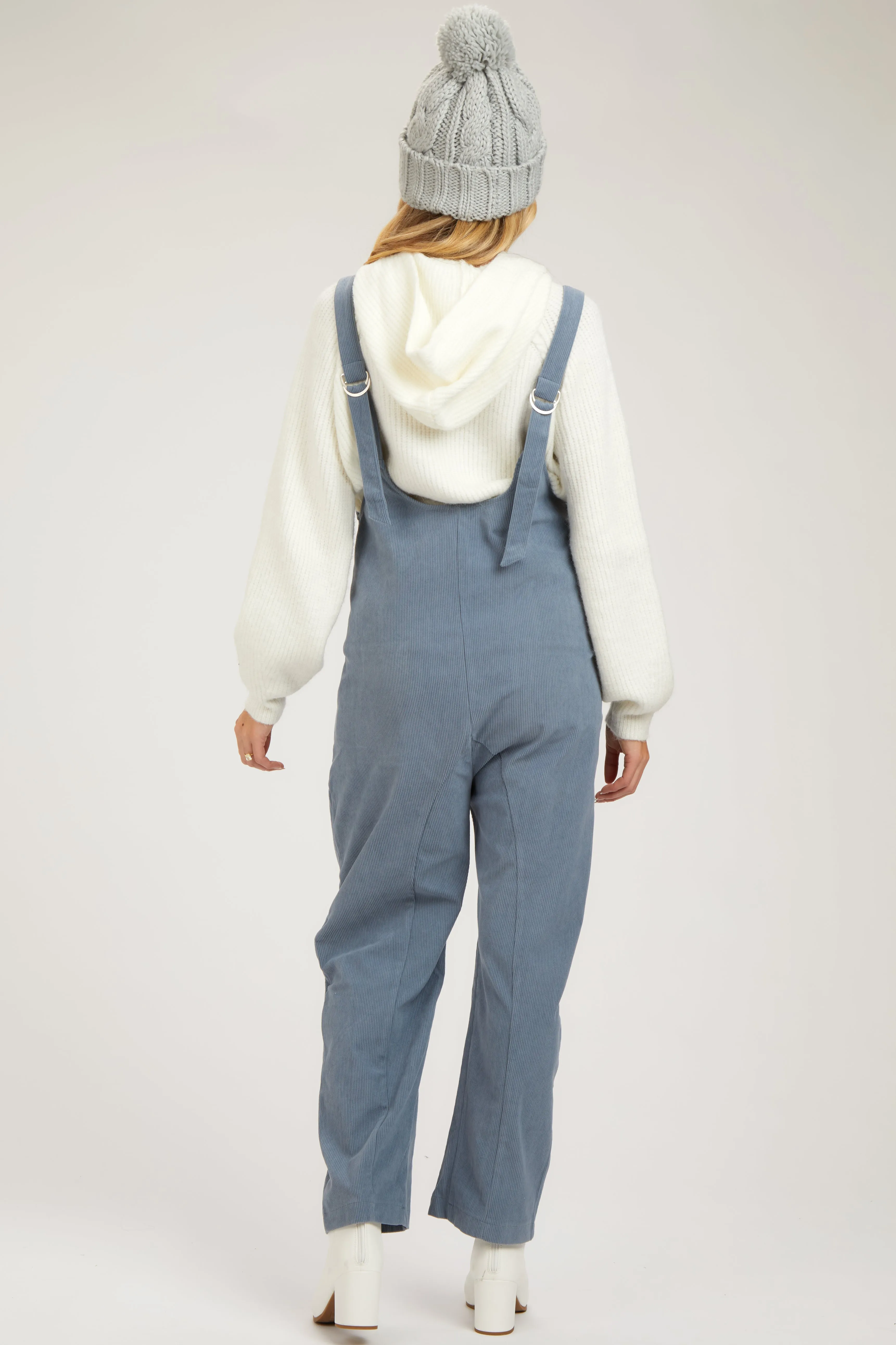 Blue Corduroy Wide Leg Maternity Overalls sold by Pinkblush product image thumbnail 3