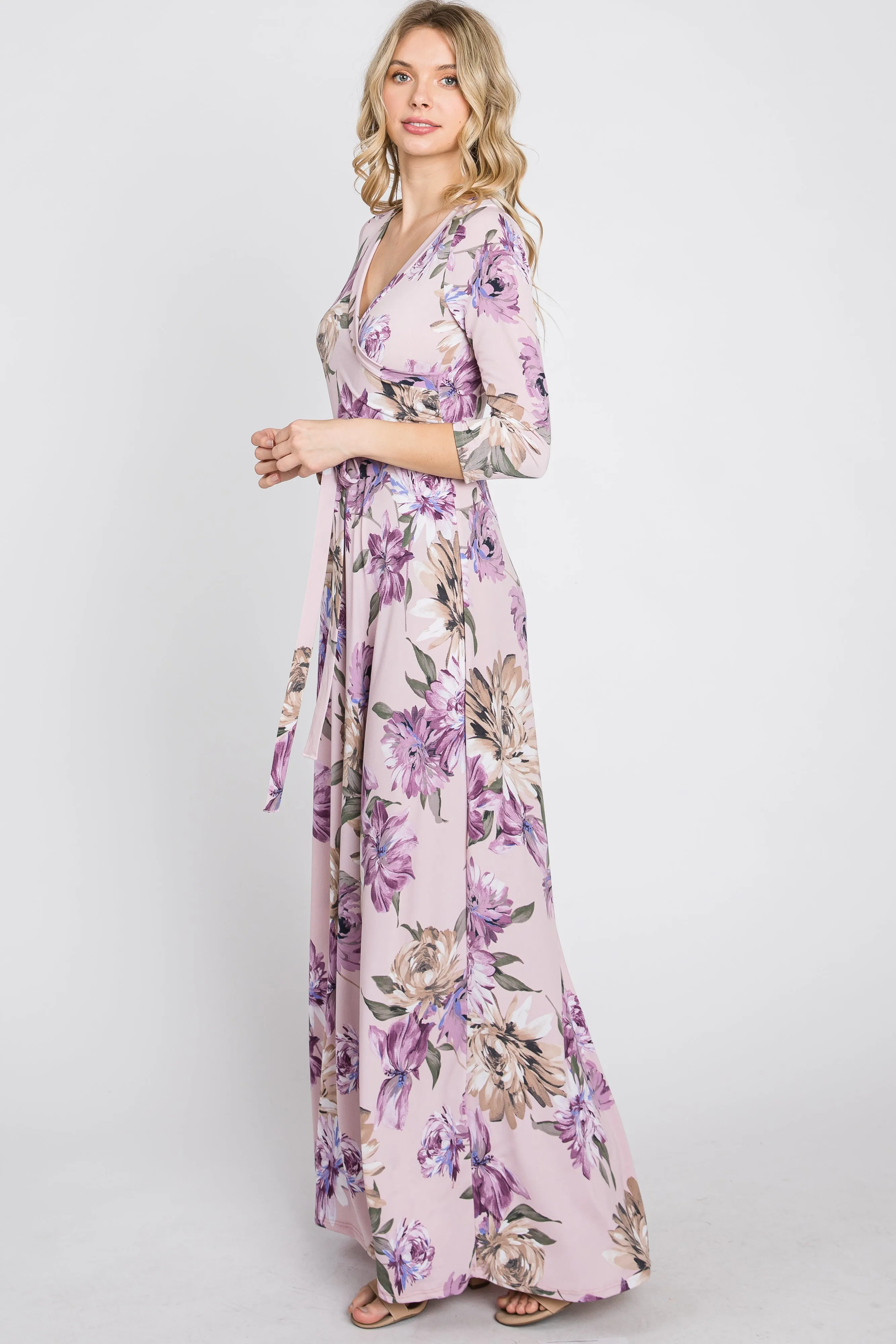 Lavender Floral Wrap Maxi Dress sold by Pinkblush product image thumbnail 5