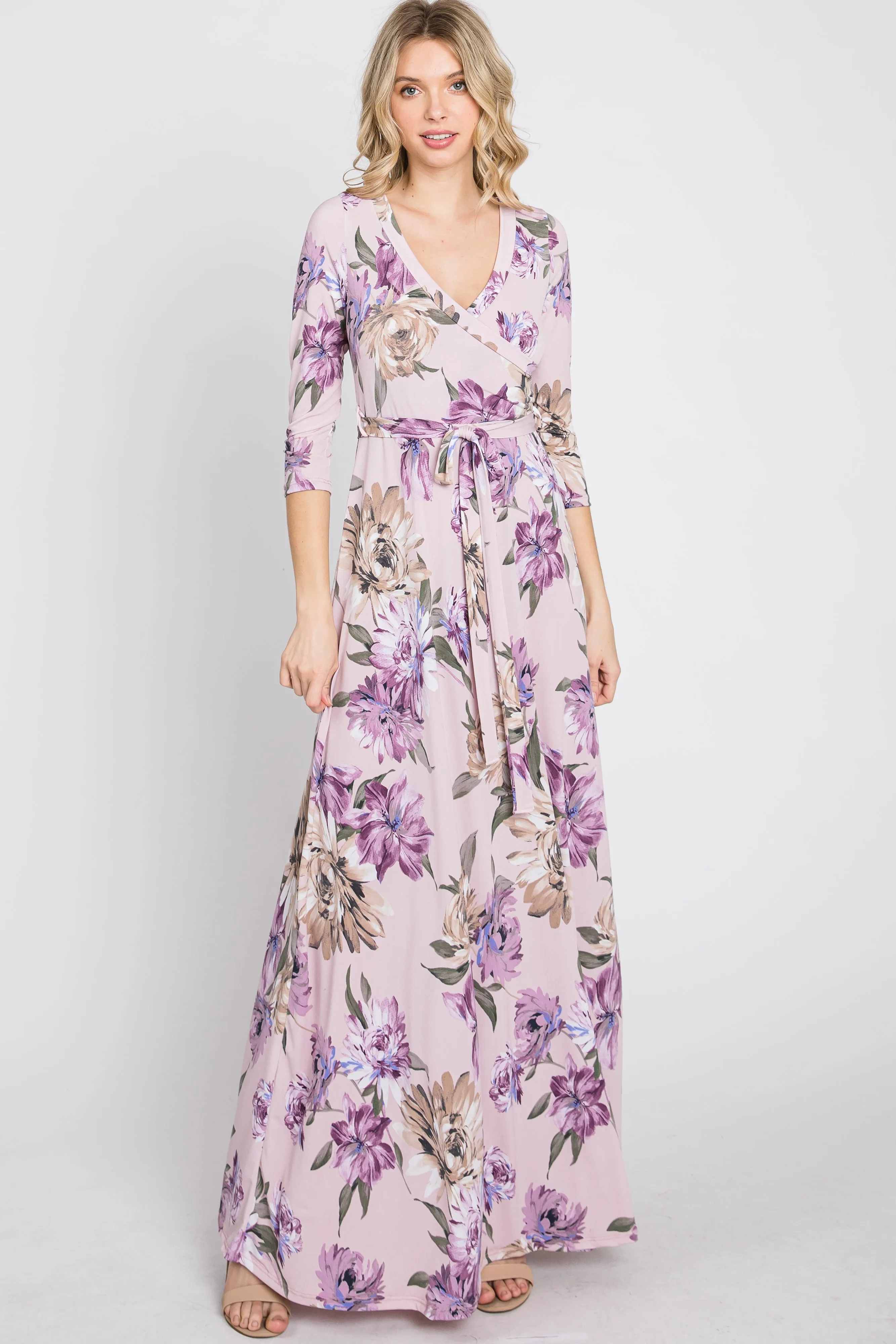 Lavender Floral Wrap Maxi Dress sold by Pinkblush product image thumbnail 2