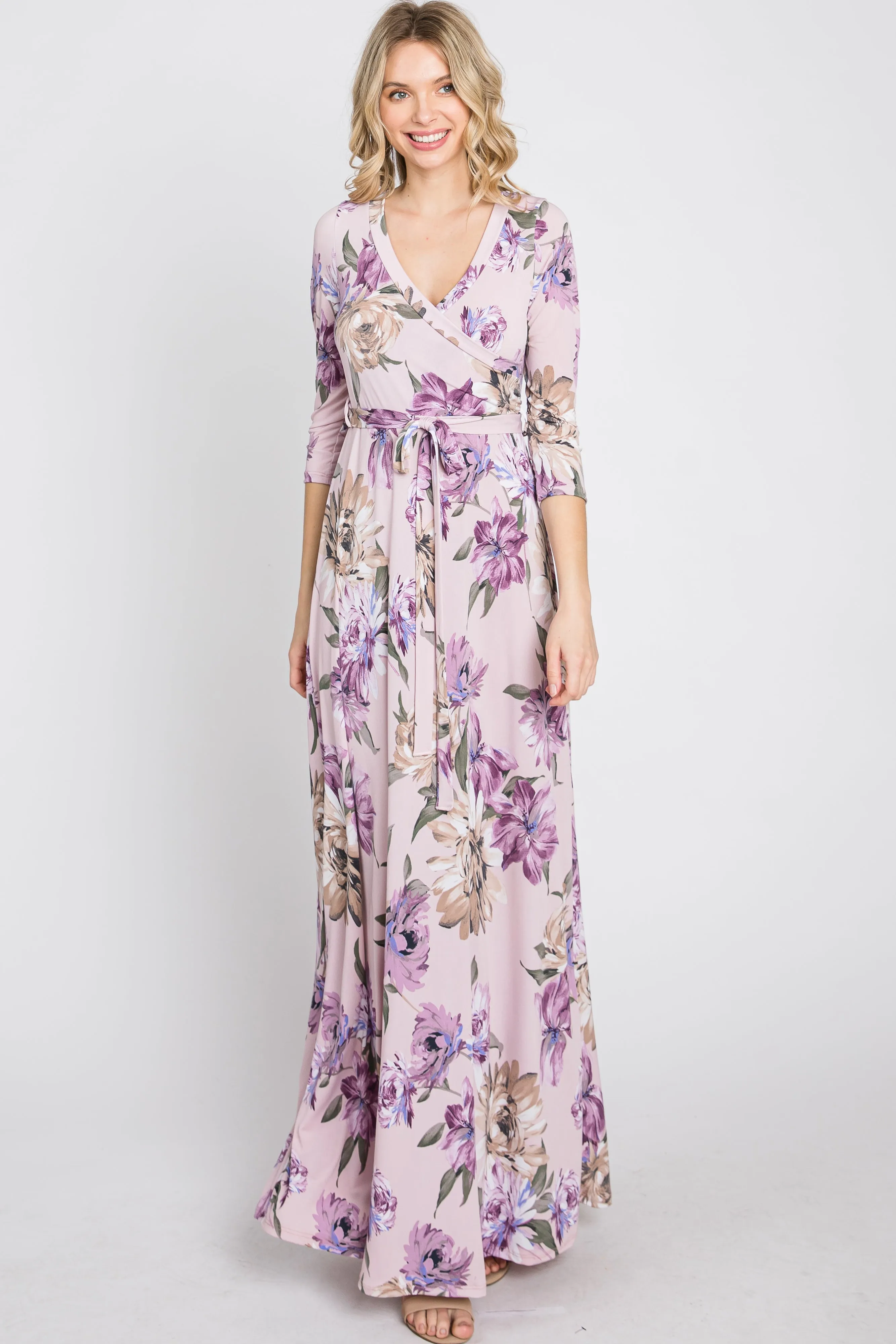 Lavender Floral Wrap Maxi Dress sold by Pinkblush product image thumbnail 3