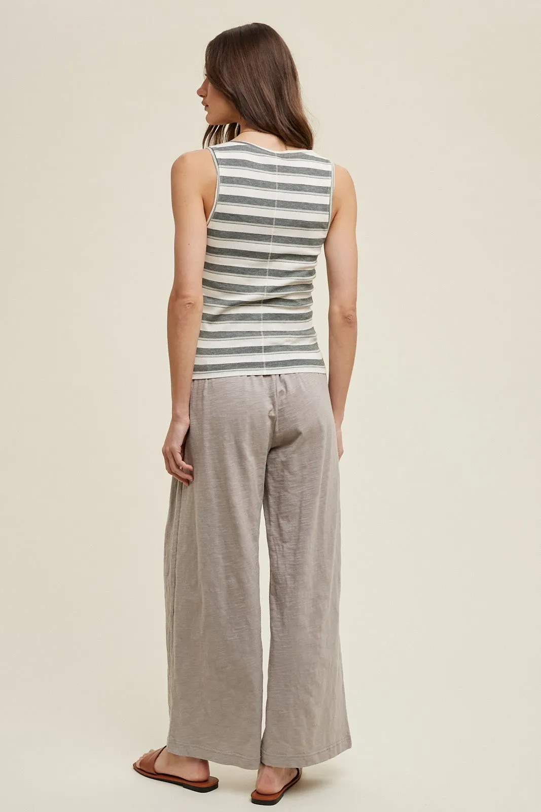 Olive Striped Ribbed Sleeveless Top sold by Pinkblush product image thumbnail 4