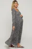 Navy Floral Long Sleeve Maternity Maxi Dress sold by Pinkblush