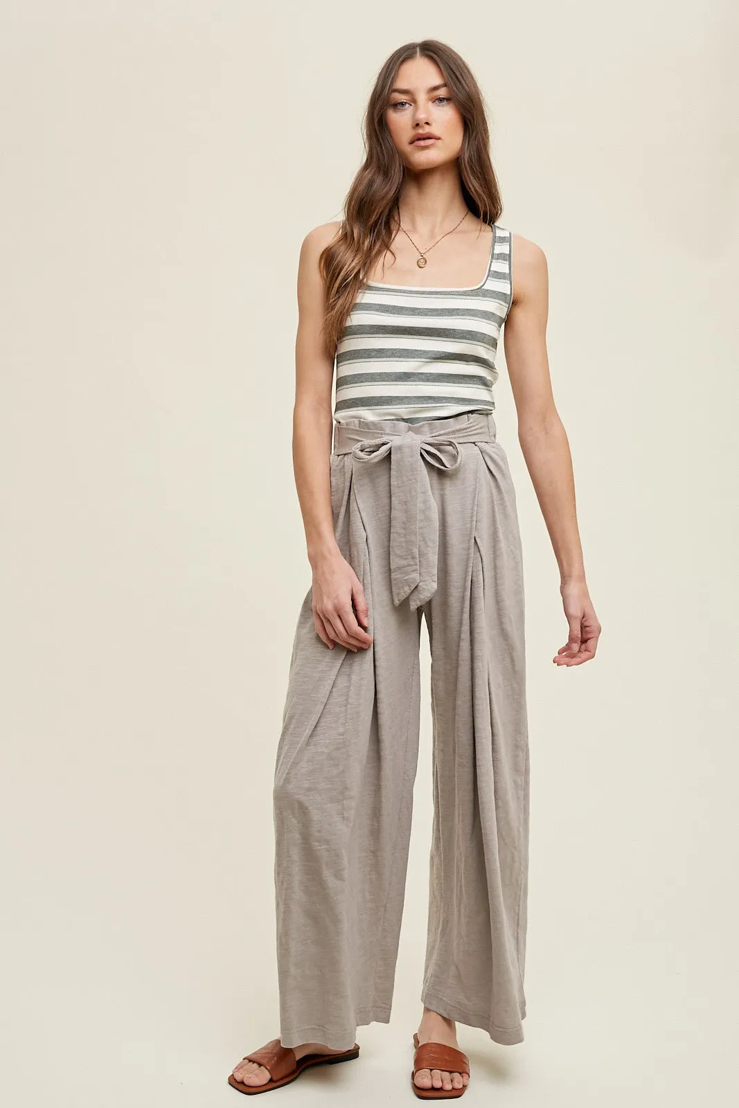 Olive Striped Ribbed Sleeveless Top sold by Pinkblush product image thumbnail 2