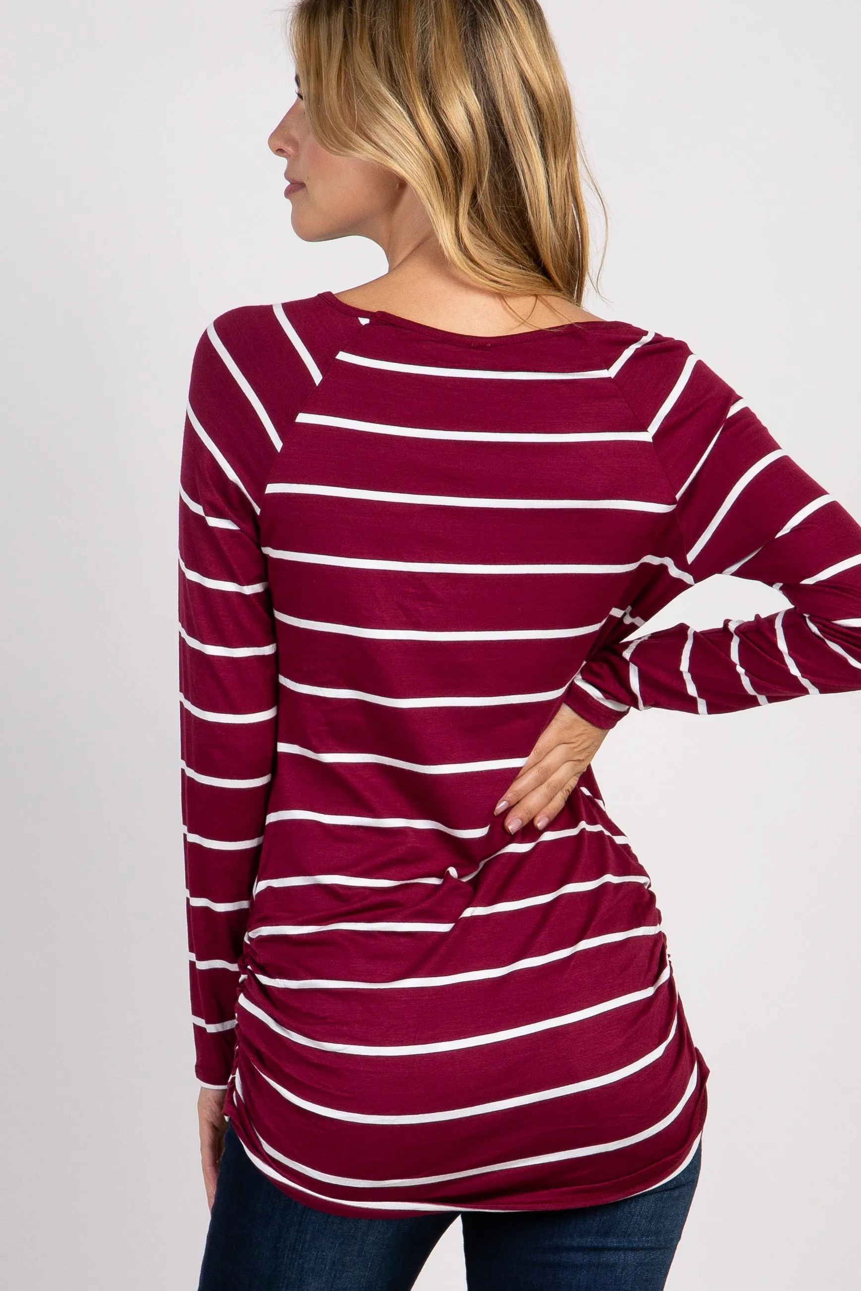 Burgundy Striped Ruched Top sold by Pinkblush product image thumbnail 4