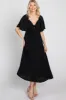 Black Front Tie Ruffle Sleeve Midi Dress sold by Pinkblush