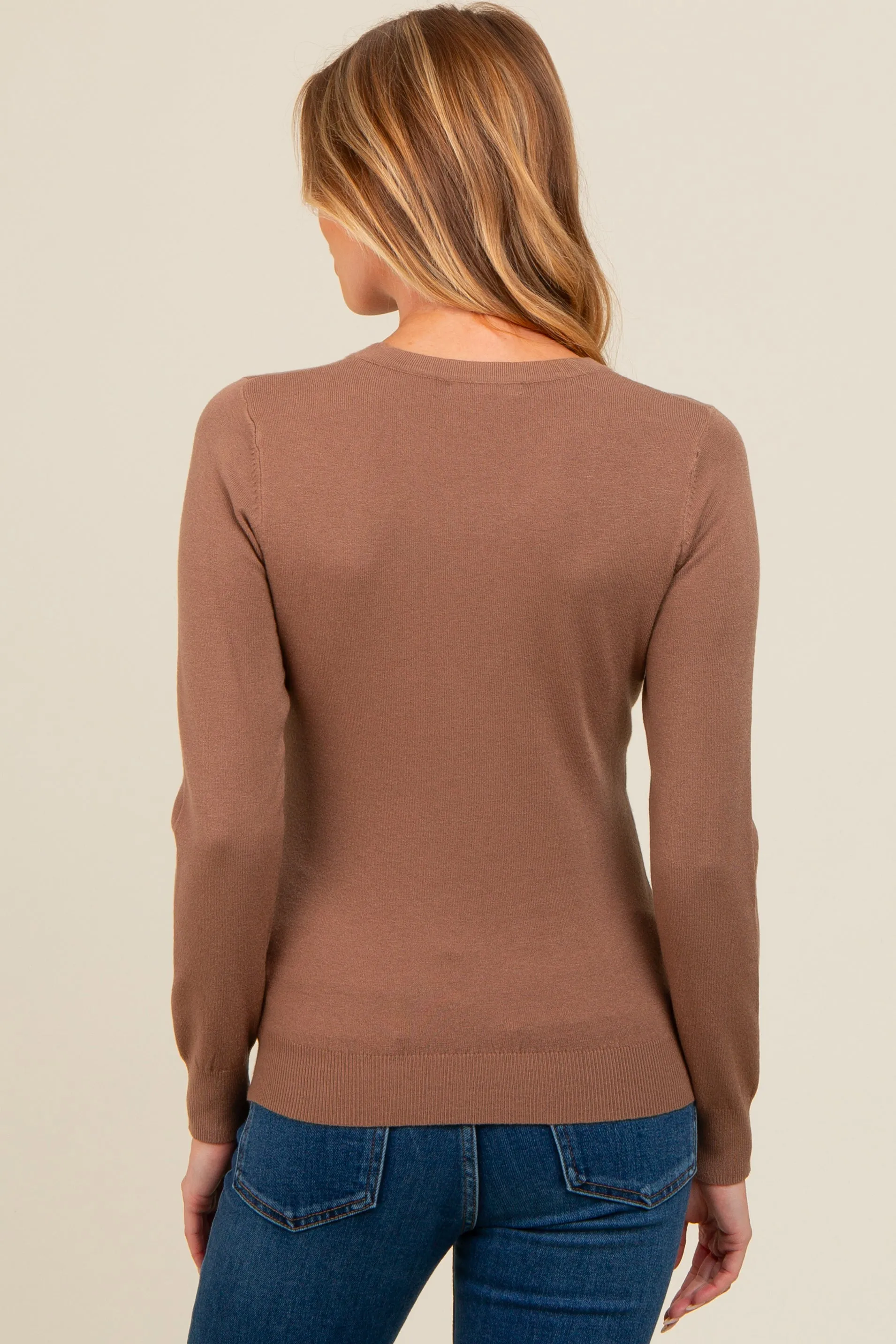 Mocha Basic Soft Knit Maternity Sweater sold by Pinkblush product image thumbnail 2