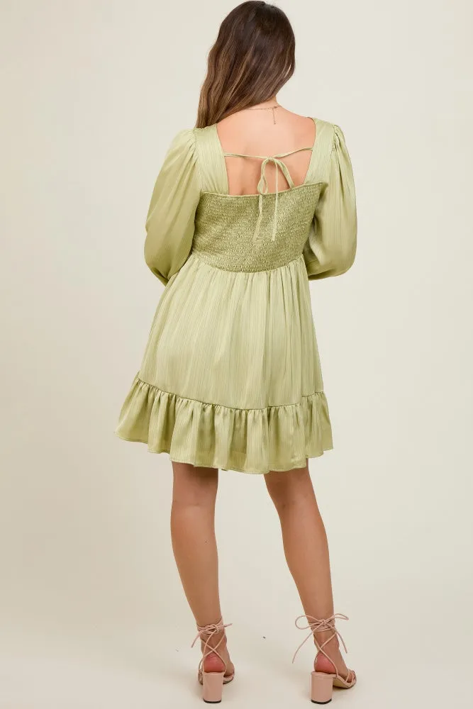 Mint Green Striped Satin Twist Front Maternity Dress sold by Pinkblush product image thumbnail 5