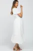 Ivory Smocked V-Neck Maternity Midi Dress sold by Pinkblush