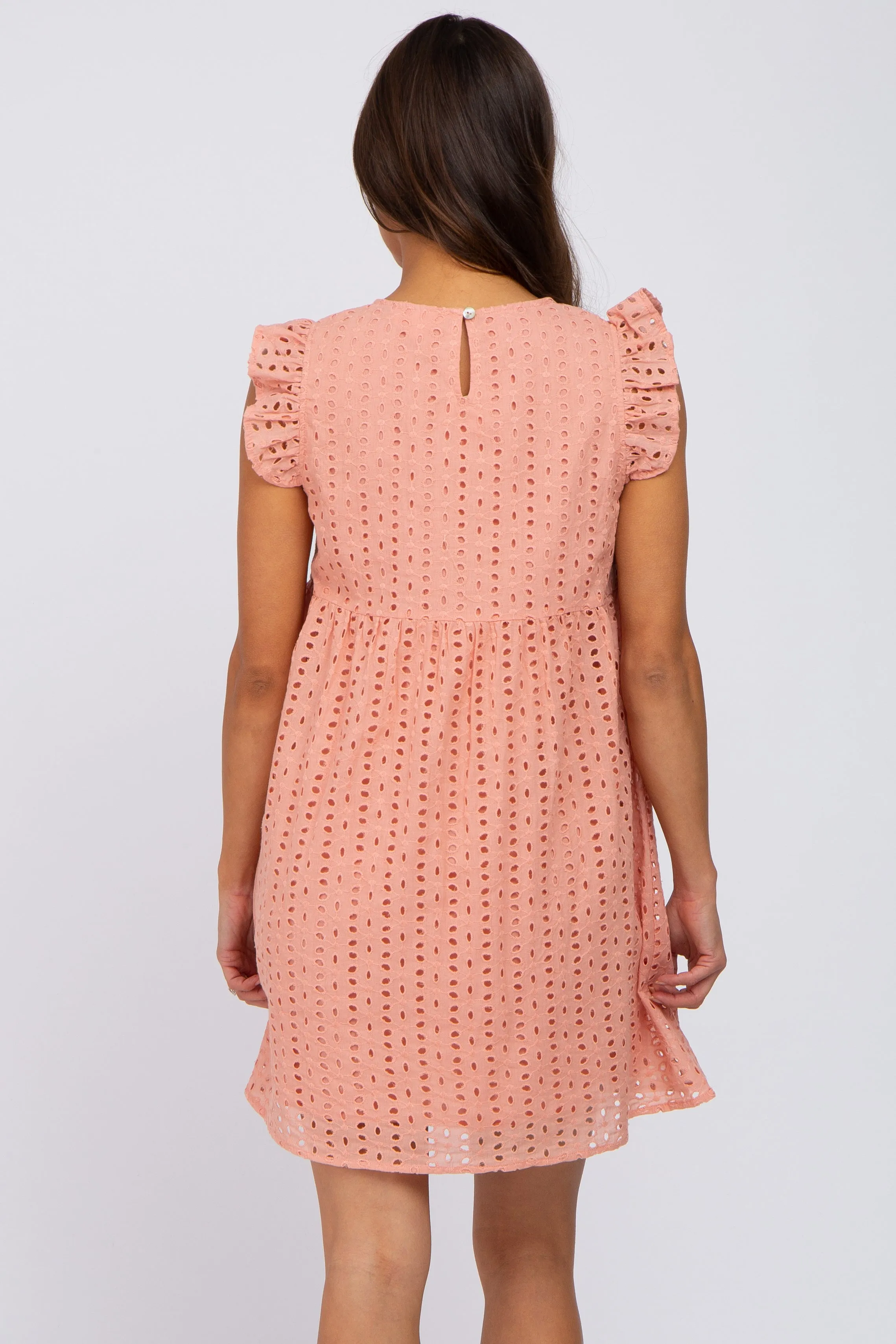 Coral Eyelet V-Neck Maternity Dress sold by Pinkblush product image thumbnail 3