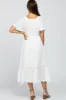 Ivory Smocked V-Neck Maternity Midi Dress sold by Pinkblush