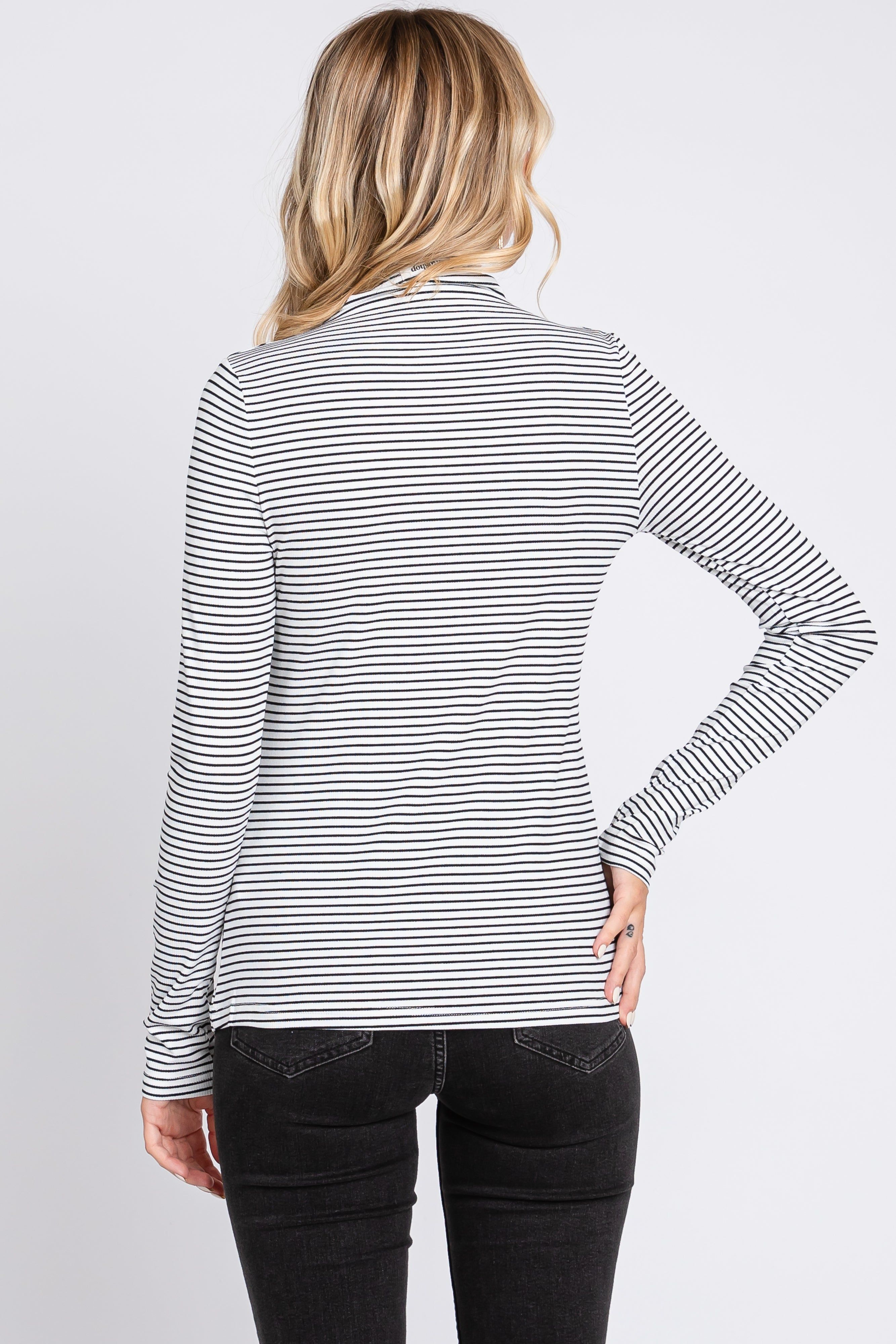 Ivory Striped Mock Neck Long Sleeve Top sold by Pinkblush product image thumbnail 3