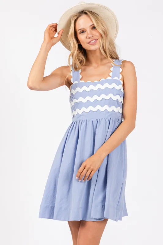 Light Blue Ric Rack Accent Sleeveless Dress sold by Pinkblush