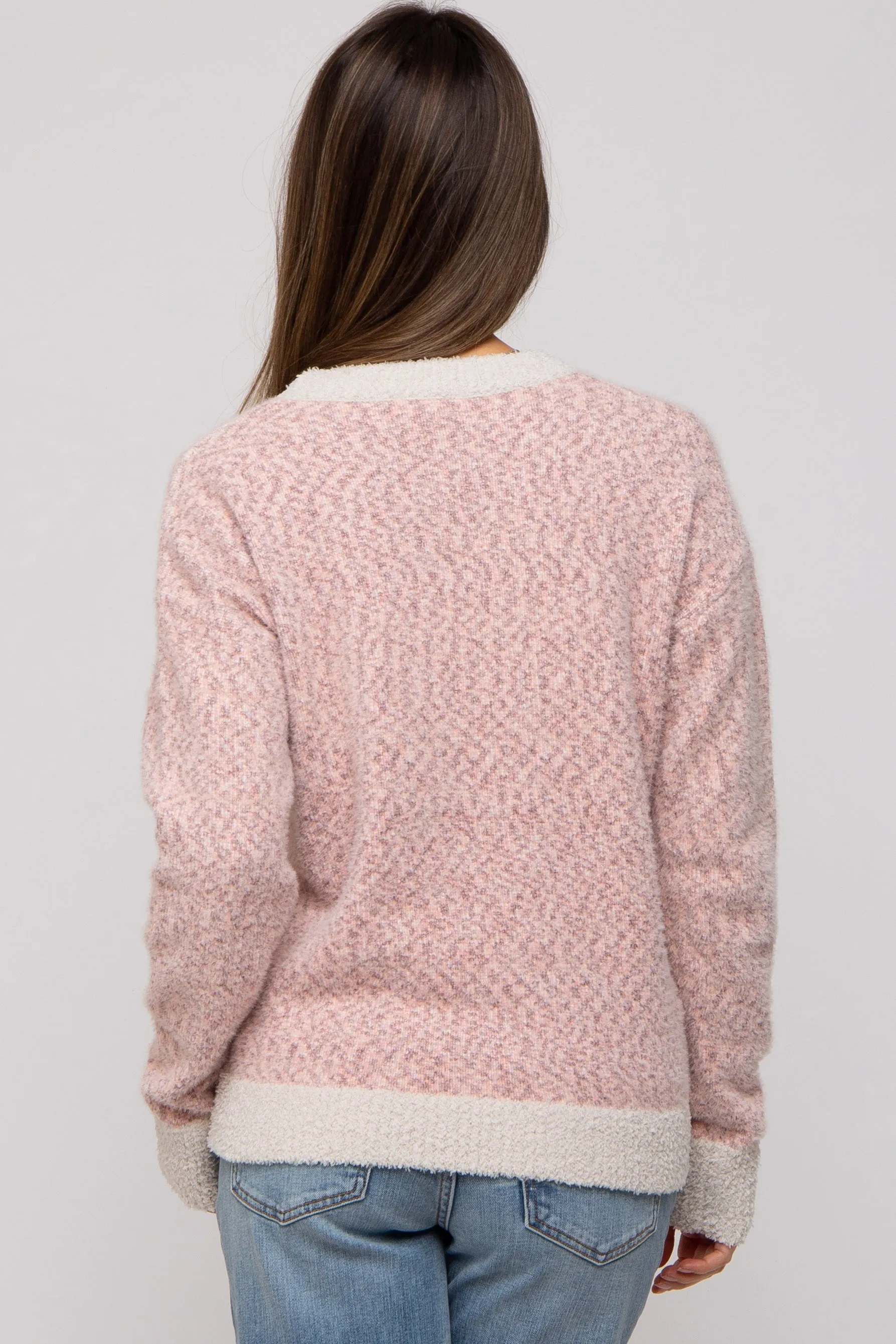 Mauve Two Tone Fuzzy Knit Maternity Sweater sold by Pinkblush product image thumbnail 4