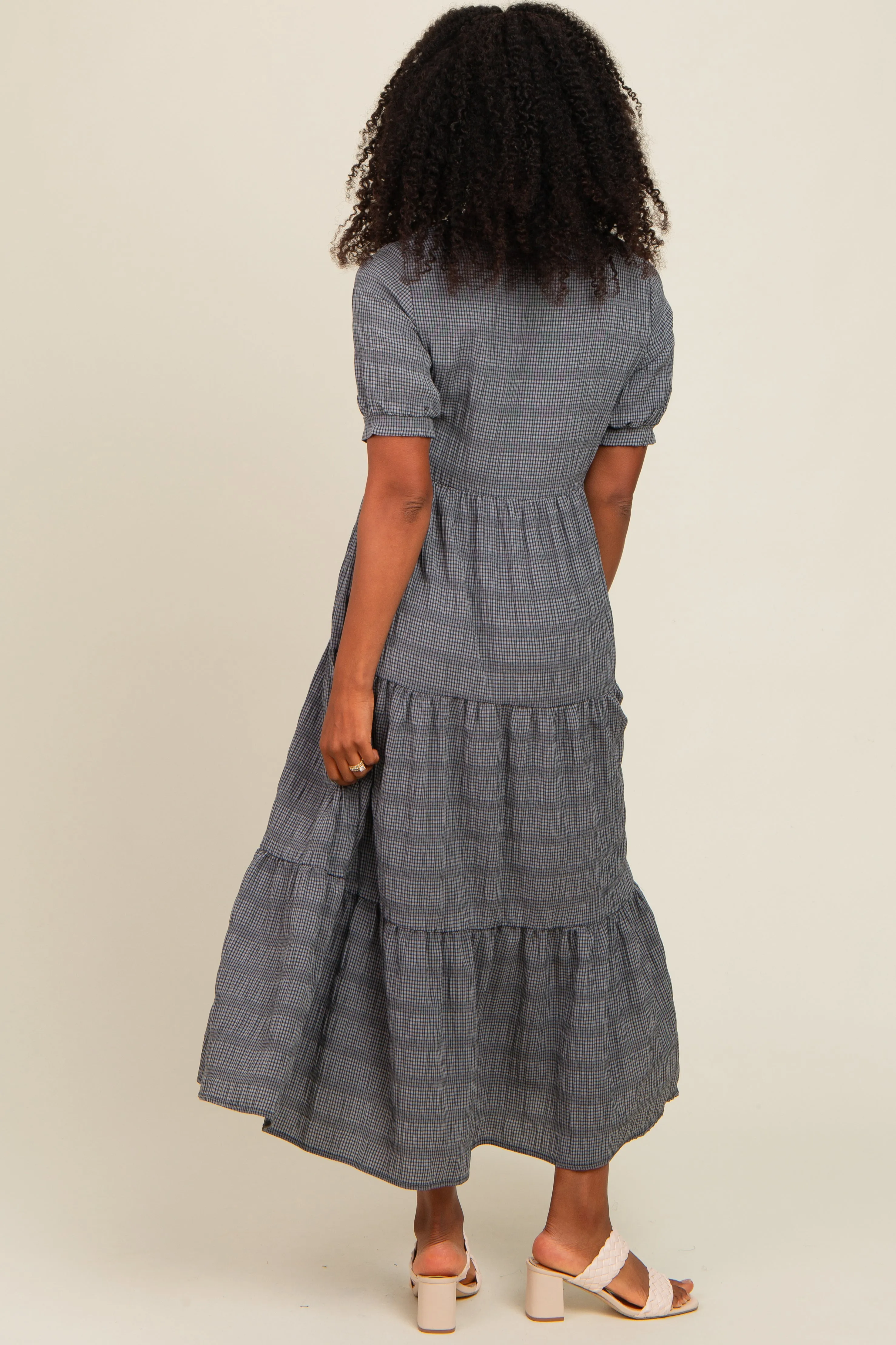 Charcoal Textured Tiered Maxi Dress sold by Pinkblush product image thumbnail 4