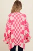 Fuchsia Mixed Check Pattern Chunky Maternity Cardigan sold by Pinkblush