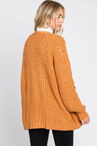 Camel Chunky Knit Cardigan sold by Pinkblush