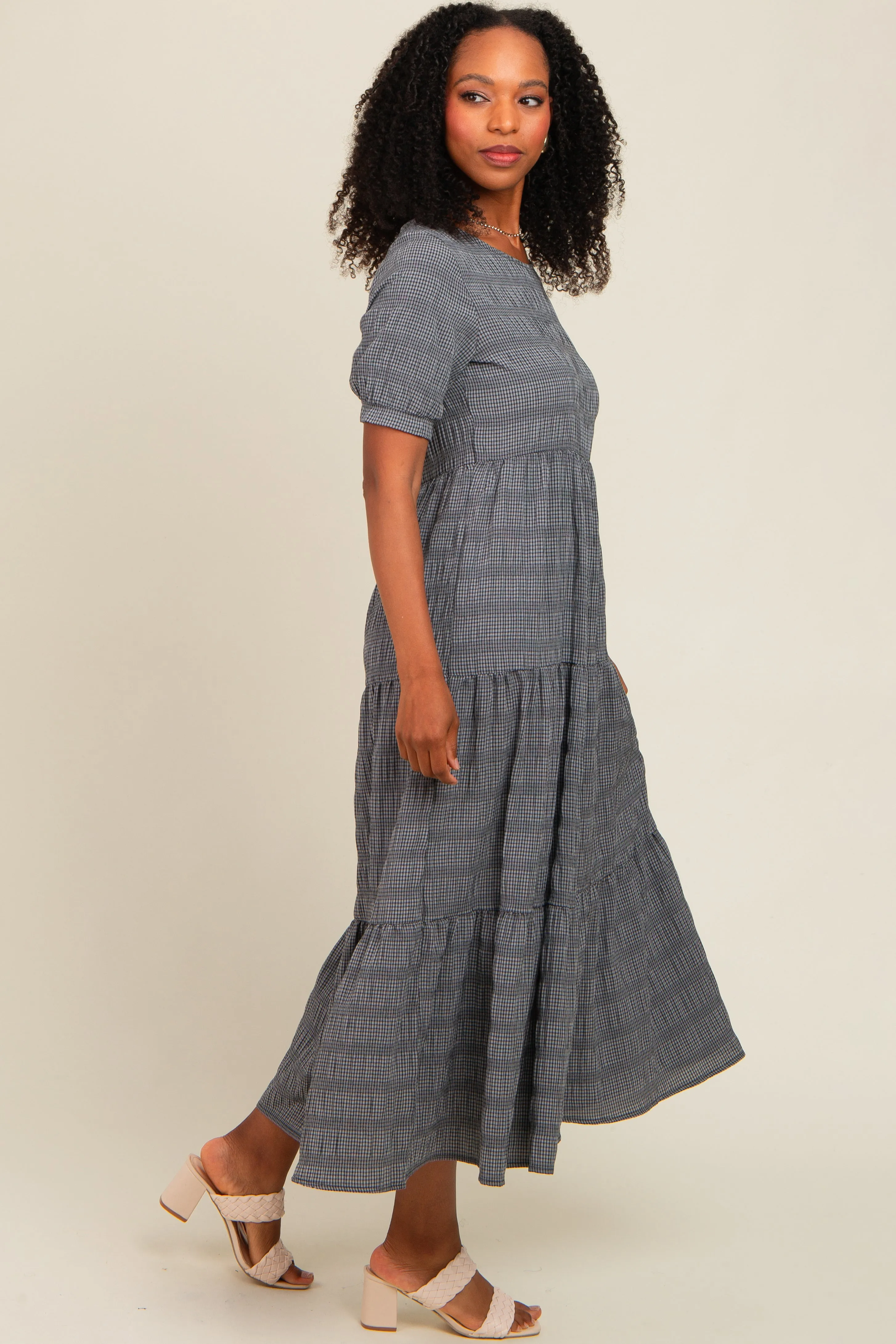 Charcoal Textured Tiered Maxi Dress sold by Pinkblush product image thumbnail 3