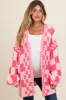 Fuchsia Mixed Check Pattern Chunky Maternity Cardigan sold by Pinkblush