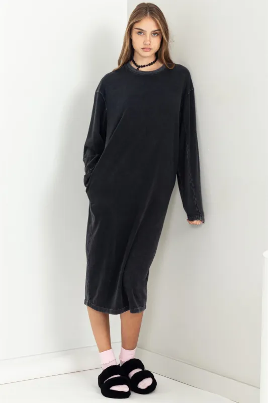 Black Oversized Sweatshirt Midi Dress sold by Pinkblush