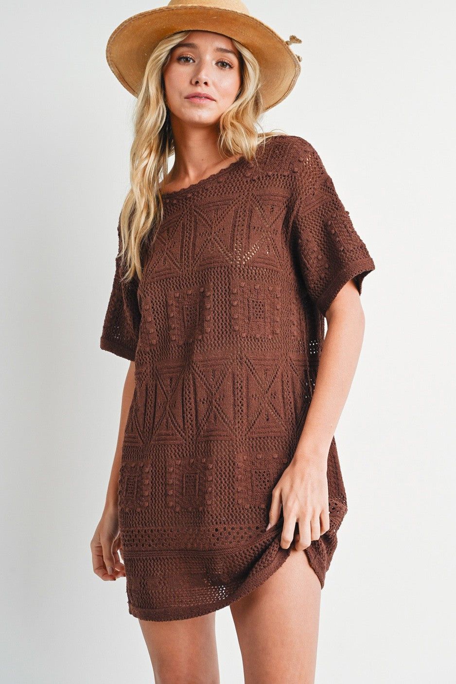 Chocolate Knit Shift Dress sold by Pinkblush