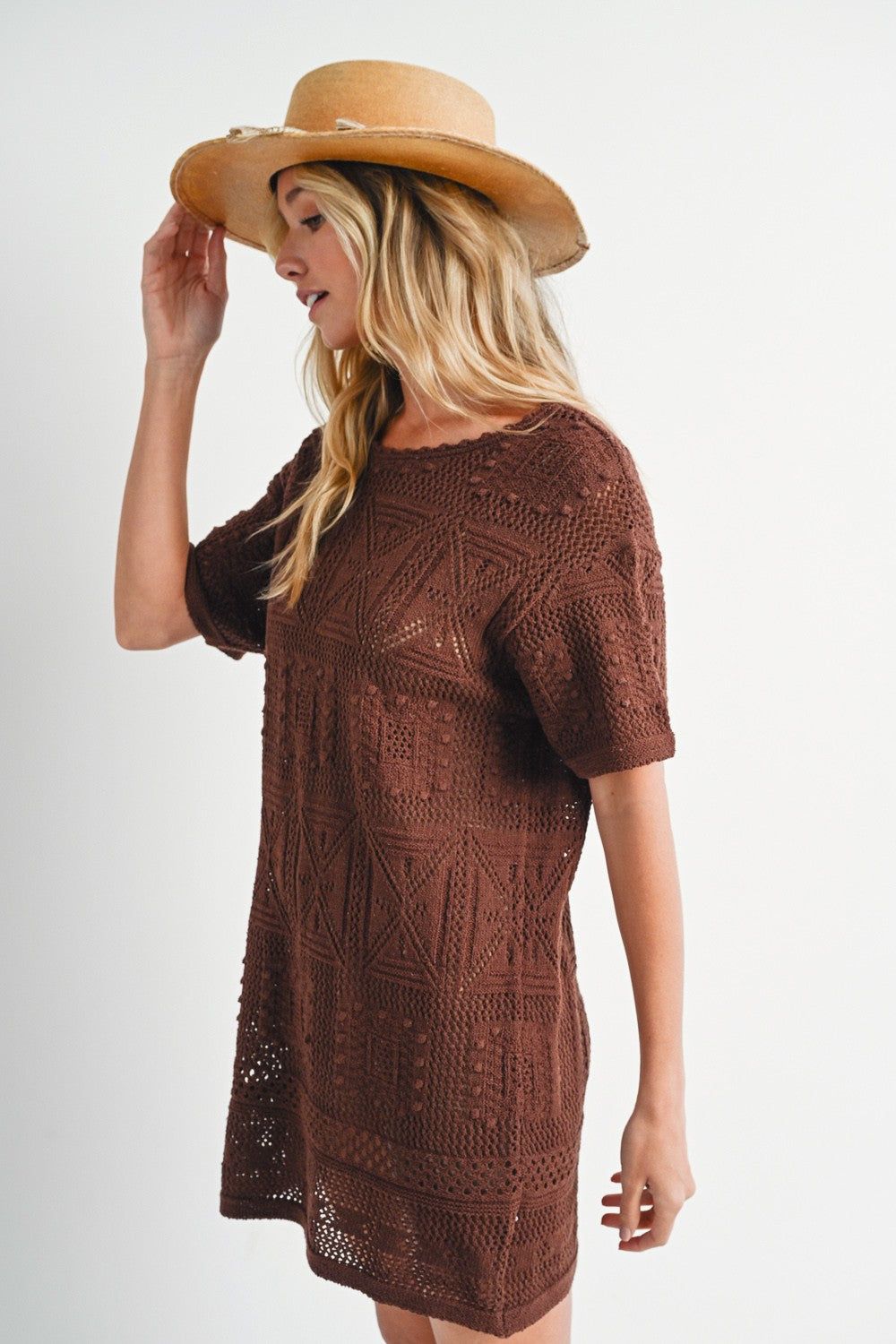 Chocolate Knit Shift Dress sold by Pinkblush product image thumbnail 2