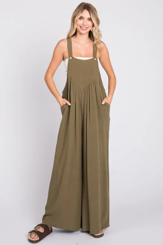 Olive Wide Leg Overall sold by Pinkblush
