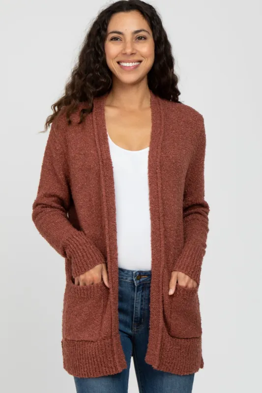 Mauve Popcorn Knit Cardigan sold by Pinkblush