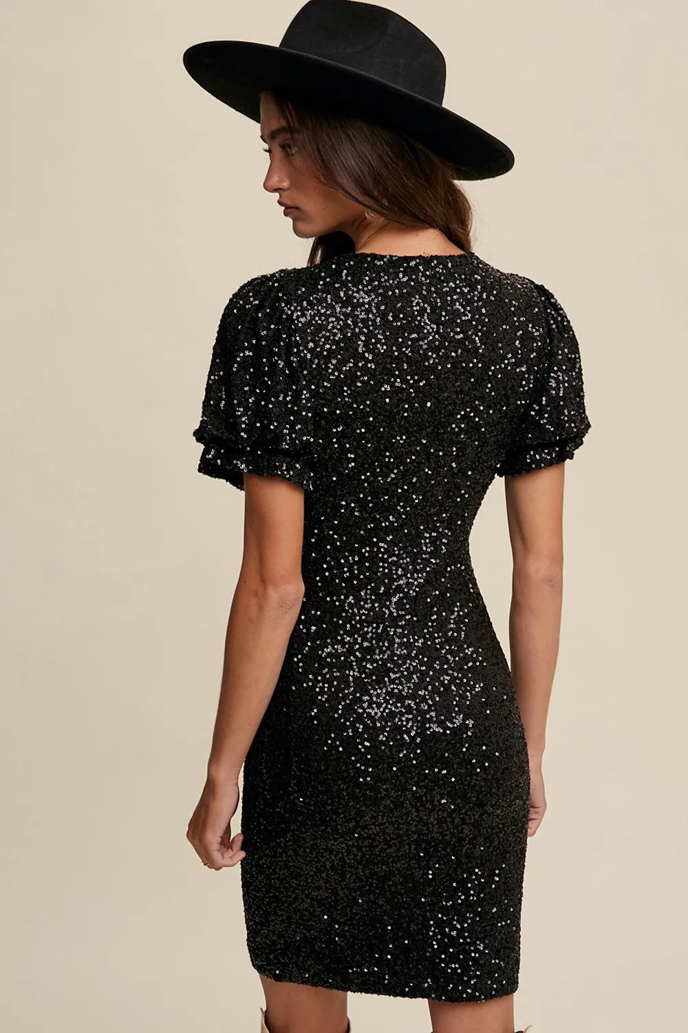 Black Sequin Fitted Mini Dress sold by Pinkblush product image thumbnail 3