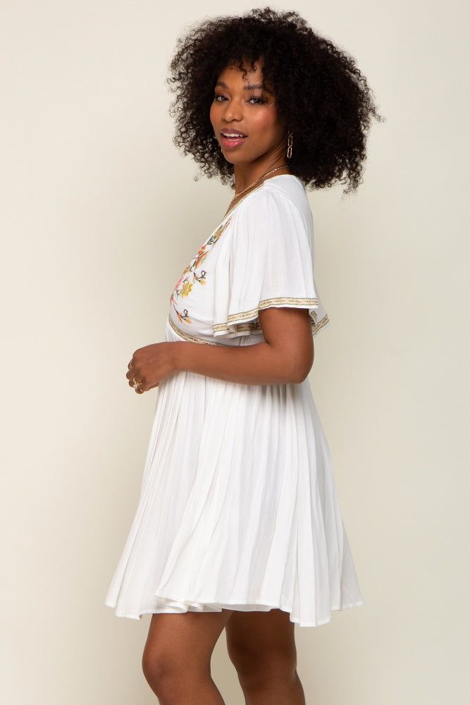 Ivory Embroidered V-Neck Dress sold by Pinkblush product image thumbnail 2