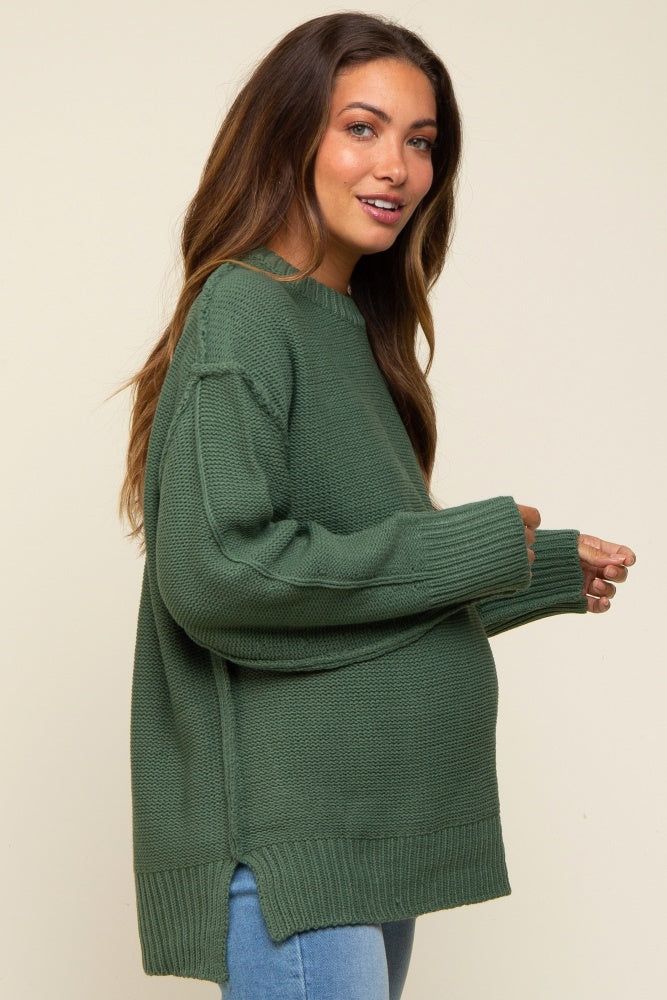 Olive Exposed Seam Maternity Sweater sold by Pinkblush product image thumbnail 3