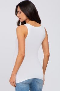 White Ruched Maternity Tank Top sold by Pinkblush