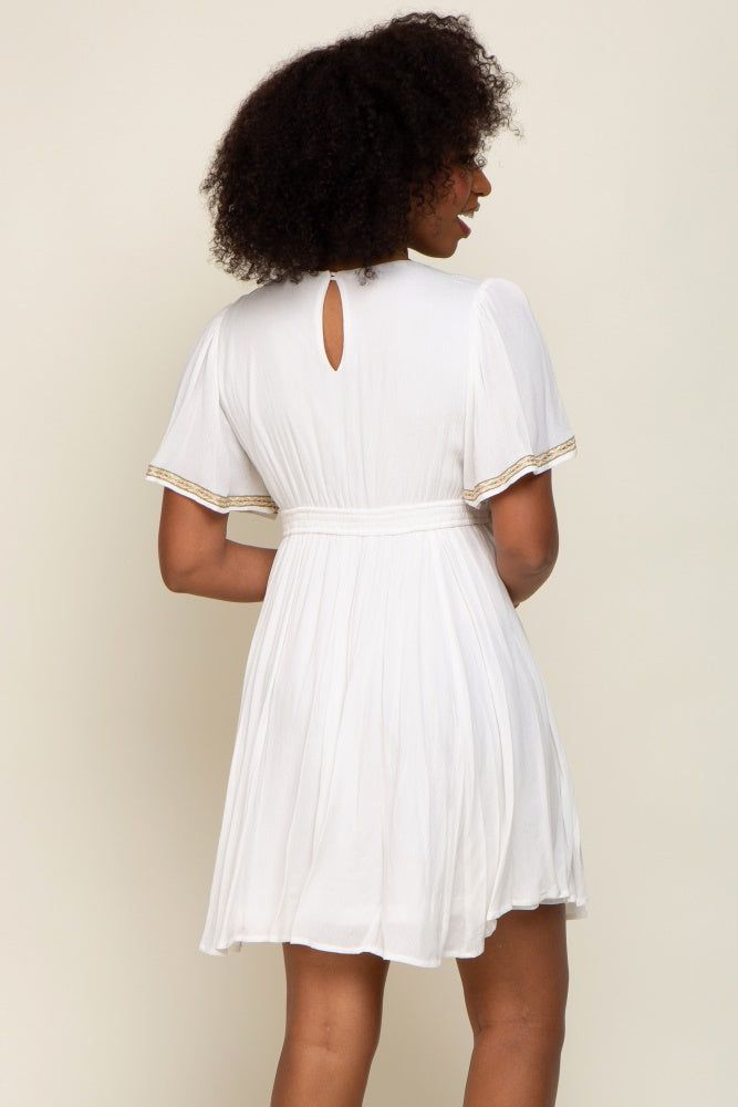 Ivory Embroidered V-Neck Dress sold by Pinkblush product image thumbnail 3