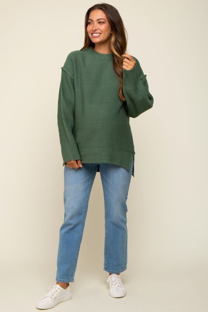 Olive Exposed Seam Maternity Sweater sold by Pinkblush
