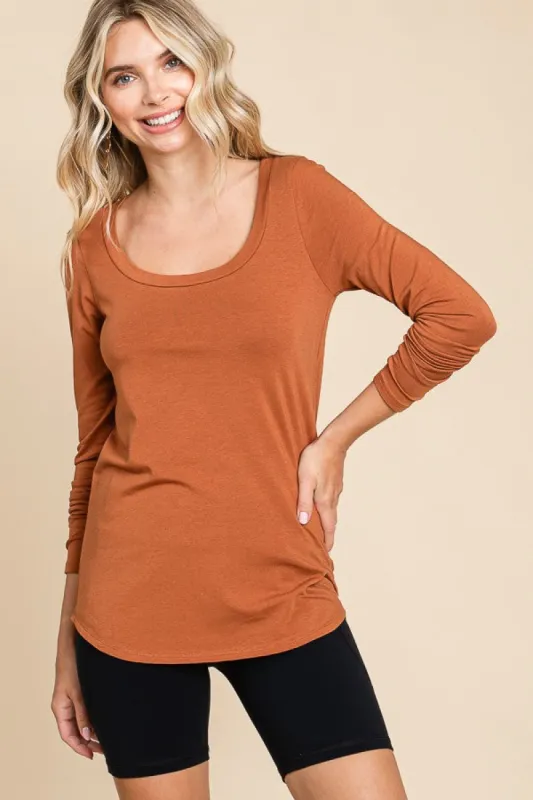 Rust Basic Long Sleeve Top sold by Pinkblush