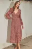 Berry Ditsy Flower Tie-Back Tiered Dress sold by Pinkblush