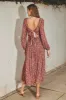 Berry Ditsy Flower Tie-Back Tiered Dress sold by Pinkblush