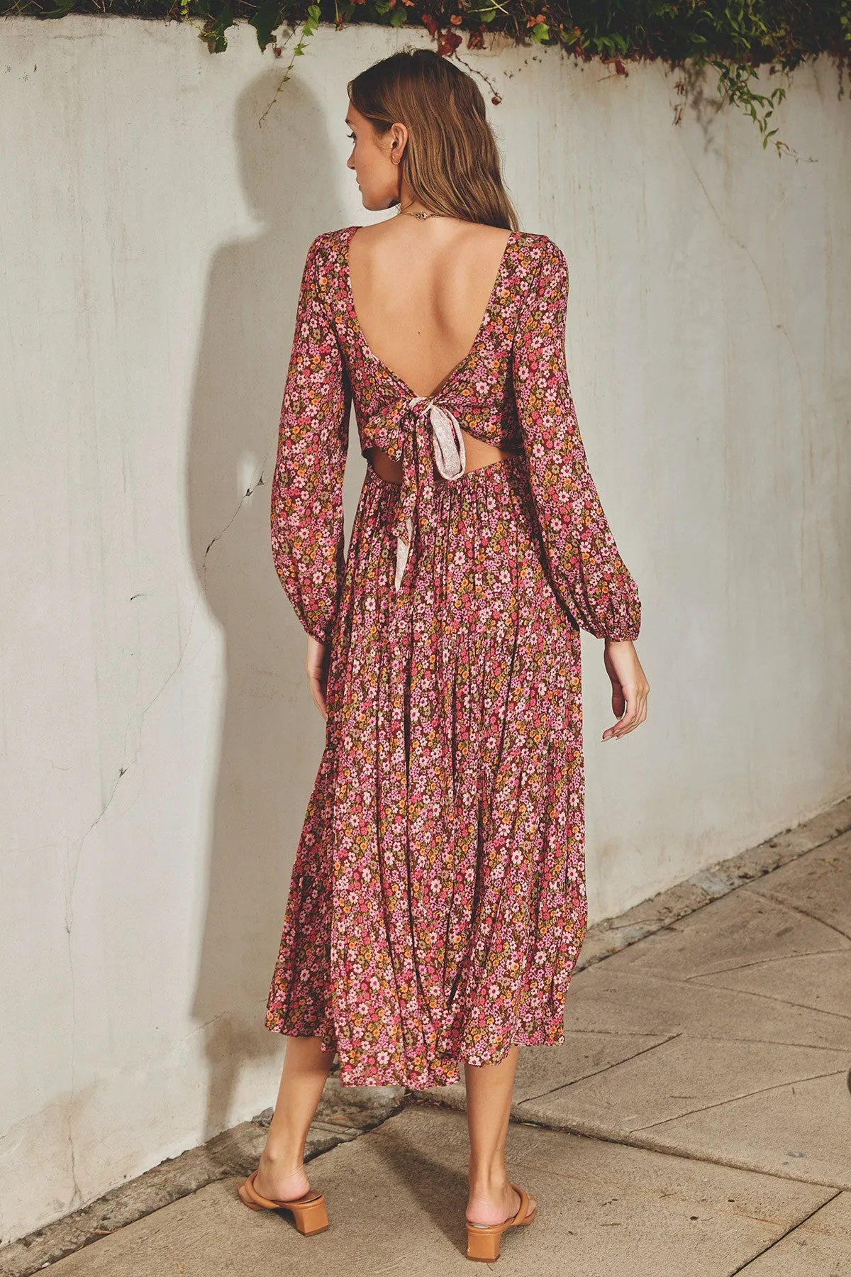 Berry Ditsy Flower Tie-Back Tiered Dress sold by Pinkblush product image thumbnail 5