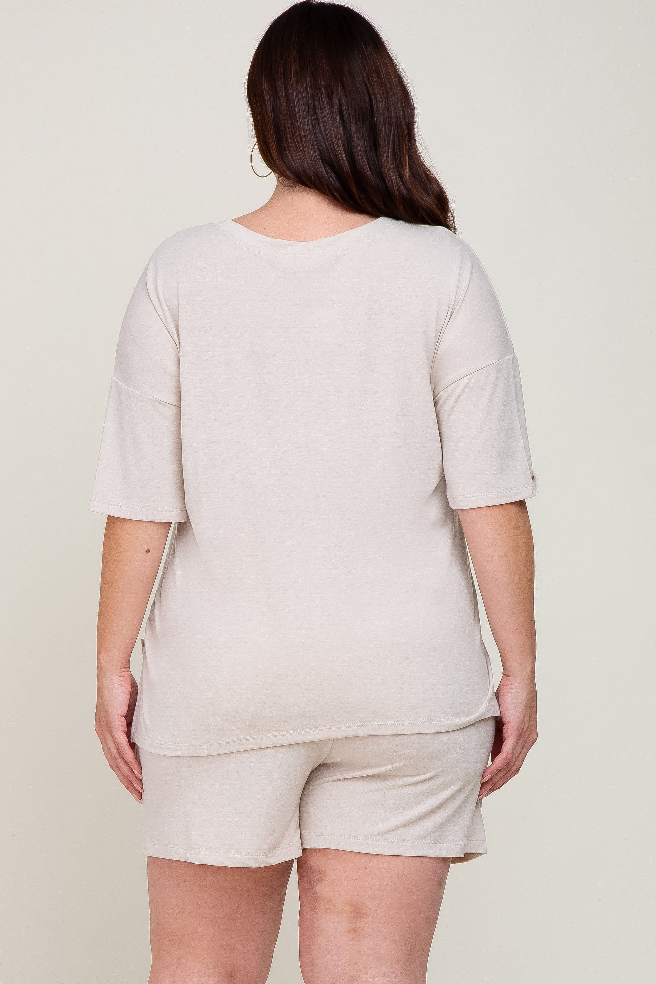 Beige Pocket Front Plus Pajama Short Set sold by Pinkblush product image thumbnail 3