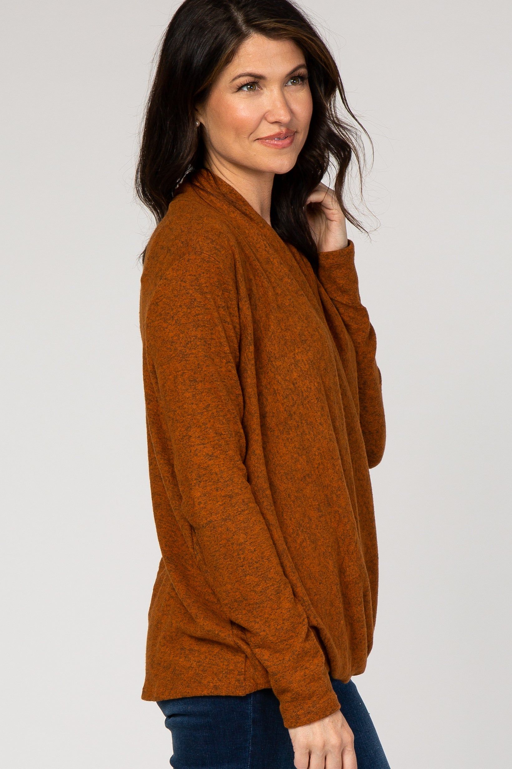 PinkBlush Rust Knit Draped Wrap V-Neck Nursing Top sold by Pinkblush product image thumbnail 2