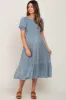 Blue Floral Smocked Maternity Midi Dress sold by Pinkblush