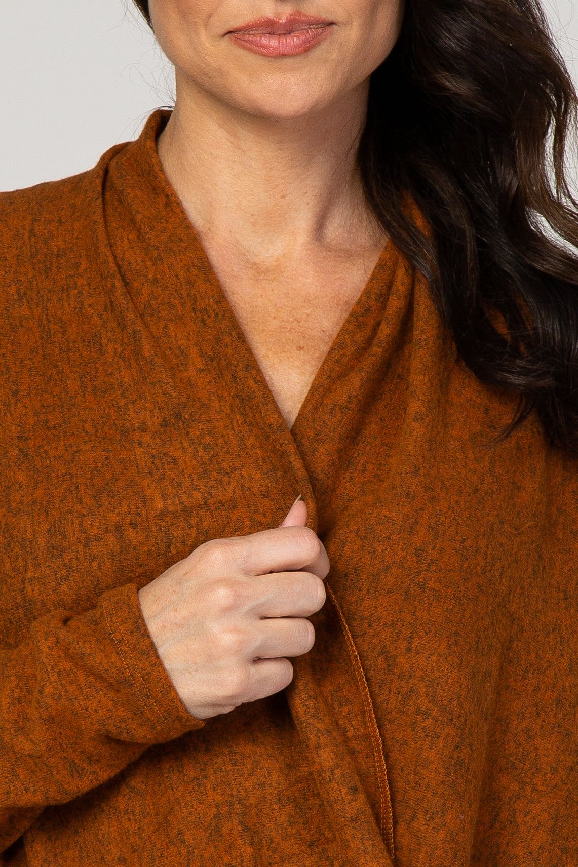 PinkBlush Rust Knit Draped Wrap V-Neck Nursing Top sold by Pinkblush product image thumbnail 4