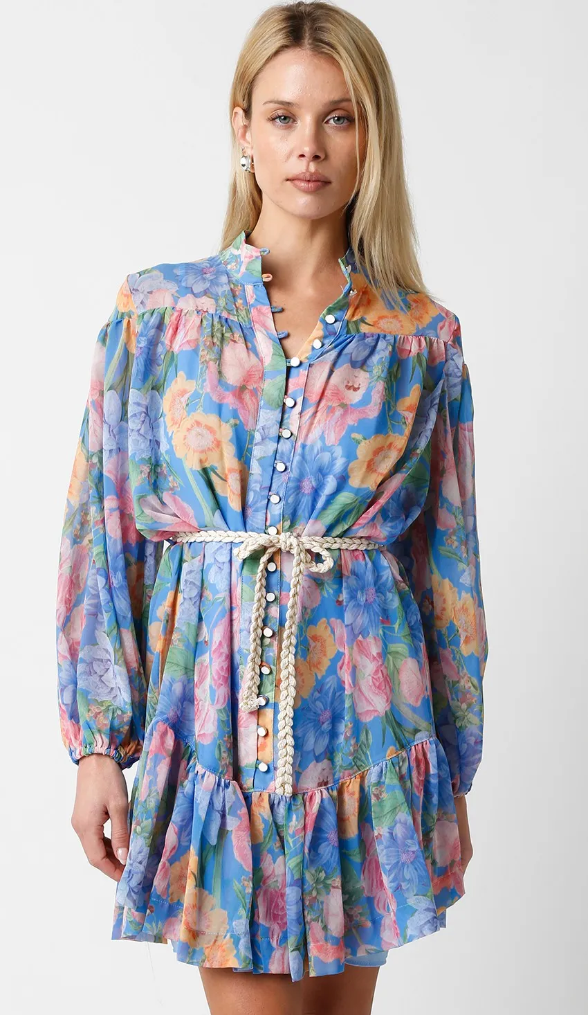 Blue Floral Sash Tie Dress sold by Pinkblush