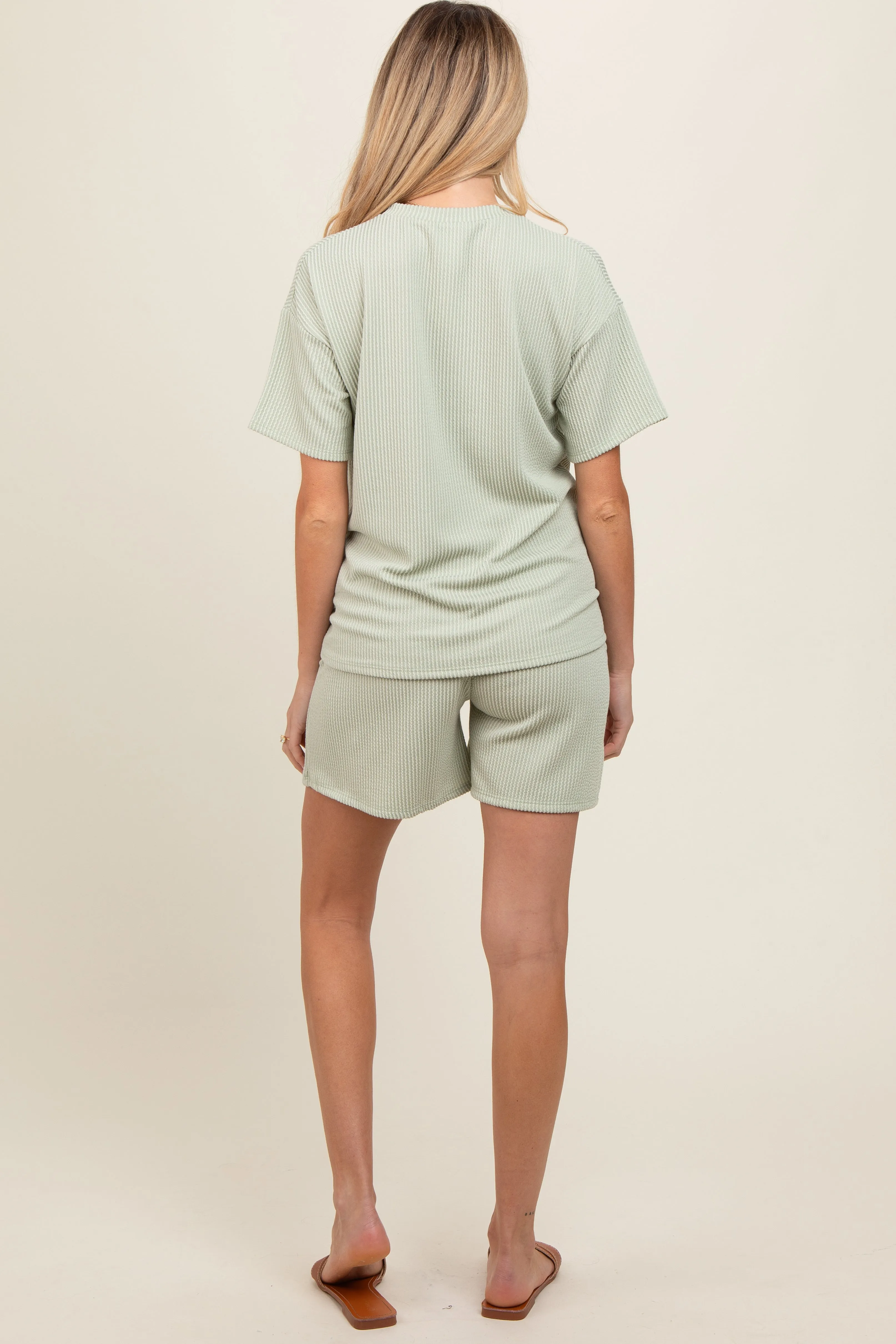 Sage Ribbed Short Sleeve Maternity Pajama Set sold by Pinkblush product image thumbnail 4