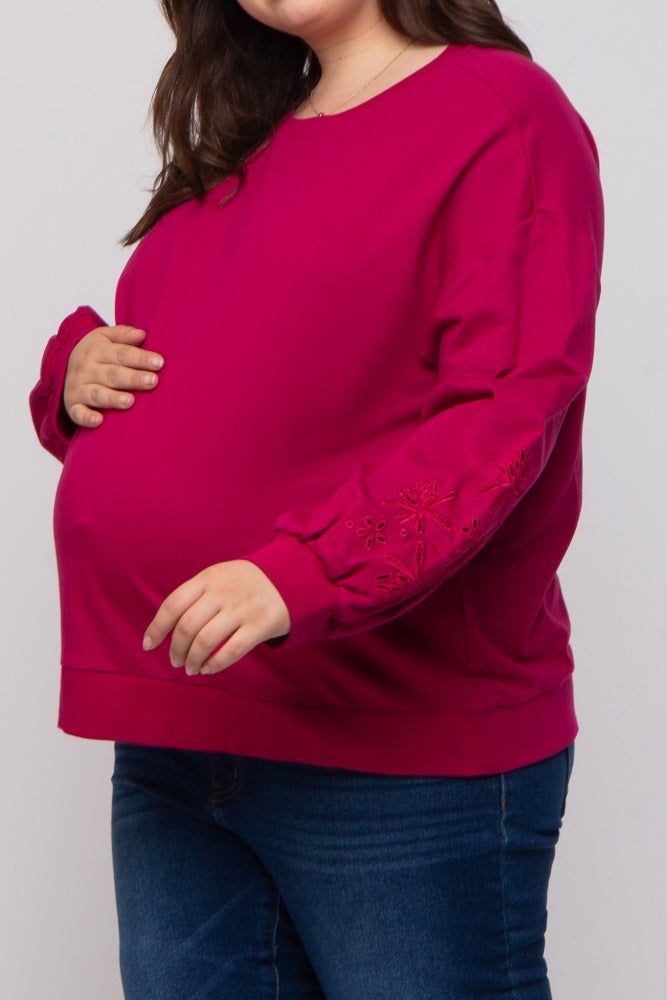 Magenta Embroidered Long Sleeve Plus Maternity Top sold by Pinkblush product image thumbnail 5