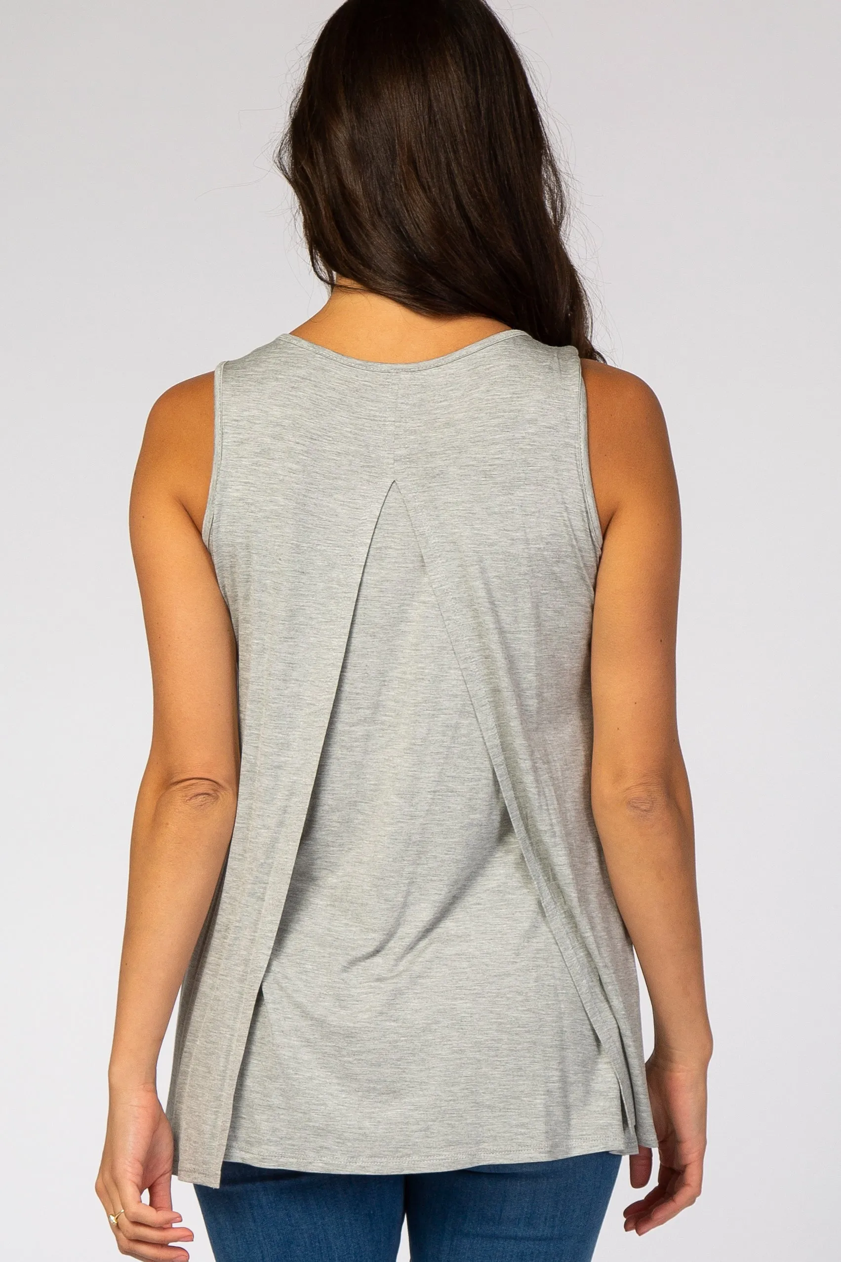 PinkBlush Grey Overlay Nursing Tank sold by Pinkblush product image thumbnail 3