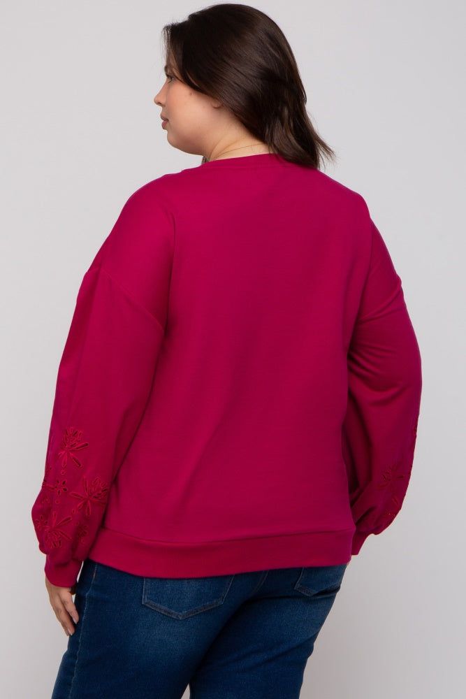 Magenta Embroidered Long Sleeve Plus Maternity Top sold by Pinkblush product image thumbnail 4